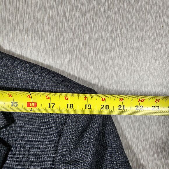 Pronto Uomo Sport Coat Blazer Suit Jacket Houndstooth Blue 40 Short - Picture 12 of 12